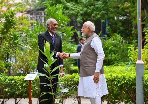 President Dr. Mohamed Muizzu and Prime Minister Narendra Modi participate in a symbolic tree planting ceremony at Sultan Park, celebrating the deep-rooted friendship and growing partnership between the Maldives and India.