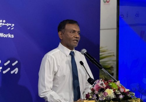 Photo: CSC President Mohamed Nasih speaking at the Local Government Ministry’s mid-year review meeting. Photo courtesy of X.