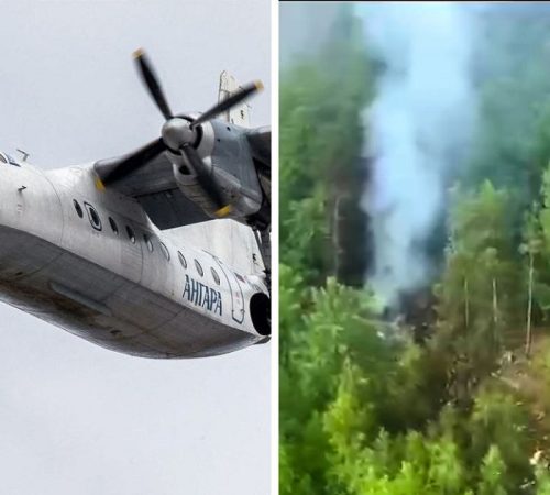 An An-24 aircraft of Angara Airlines, the same model that crashed in Amur region of Russia. (Right) Aan aerial view of the crash site of the Antonov AN-24 passenger plane outside the town of Tynda | Reuters