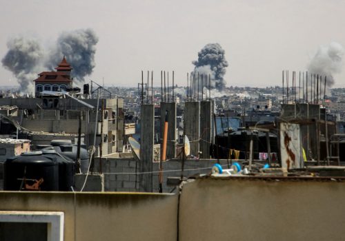 Smoke rises after Israeli strikes as Israeli forces launch a ground and air operation in the eastern part of Rafah, amid the ongoing conflict between Israel and Hamas, in Rafah, in the southern Gaza Strip May 7, 2024. REUTERS/Hatem Khaled