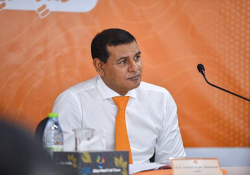 މީދޫ ދާއިރާގެ މެންބަރު އަދި އެމްޑީއޭގެ ލީޑަރ އަހުމަދު ސިޔާމް މުހައްމަދު -- ފޮޓޯ: ސަން 
