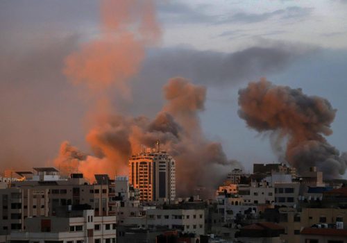 RS362788_AGENCY IMAGE - Smoke rises following an Israeli airstrike in Gaza City-lpr