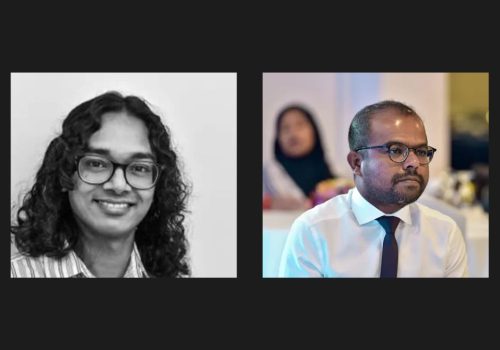 (ކަނާތްފަރާތުން) އަދަދު ނޫހުގެ ސީއީއޯ ހުސައިން ފިޔާޒް މޫސާ -- ފޮޓޯ: މިހާރު، (ވާތްފަރާތުން) އަދަދު ނޫހުގެ މެނޭޖިން އެޑިޓަރު ހަސަން މުހައްމަދު -- ފޮޓޯ: ސީއެންއެމް