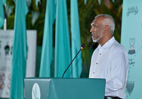 މިރޭގެ ޖަލްސާގައި ރައީސް ވާހަކަފުޅު ދައްކަވަނީ---ފޮޓޯ:ޕީއެންސީ