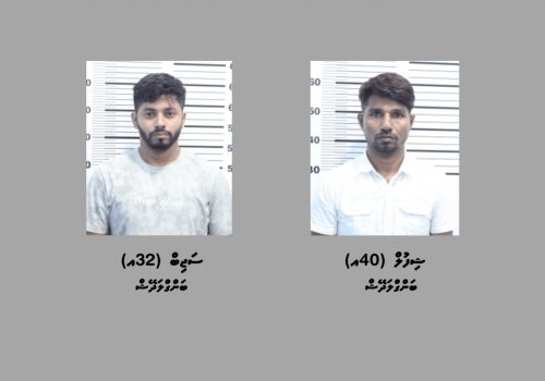 ރާއްޖެއަށް ޑްރަގާއި މަނާ ބޭސްތަކެއް އެތެރެކުރަން އުޅުނު ދެ މީހުން.-- ފޮޓޯ: ޕޮލިސް
